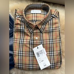 Burberrys Vintage Nova Check Shirt Camel Plaid NWT Womens 6 Oversized USA